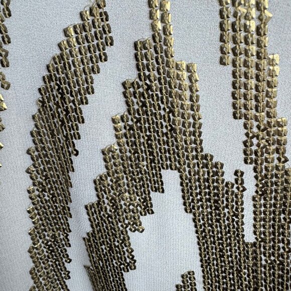 Chicos Size 2 Open Front Sheer Beige & Gold Sequin Kimono Jacket - Picture 7 of 10